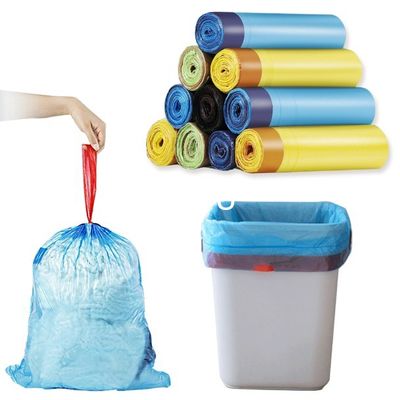 Embossing Surface Handling 2023 Beige Biodegradable Tall Kitchen Drawstring Trash Bag