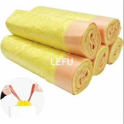 Embossing Surface Handling 2023 Beige Biodegradable Tall Kitchen Drawstring Trash Bag