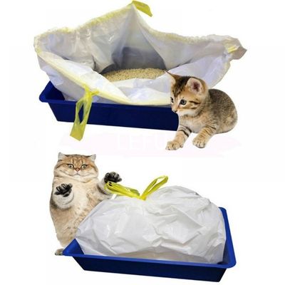 Custom Order Accepted Jumbo Kitty Litter Box Liners with Drawstring Closure in Beige