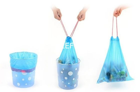 Offset Printing Drawstring Garbage Bags for Trash Can Liner in 5-50 Mic Thickness