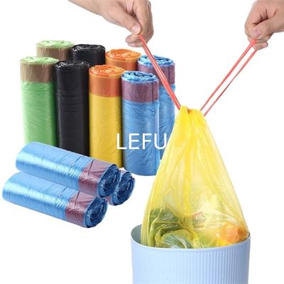Colorful Drawstring Garbage Bags for Household Waste Management in Bright Colors