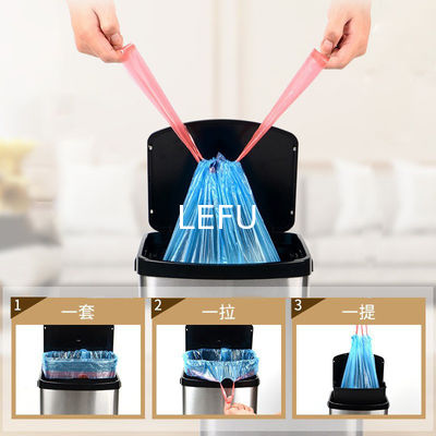 Customized Logo Large Quantity Portable Drawstring Automatic Garbage Collection Plastic Bag