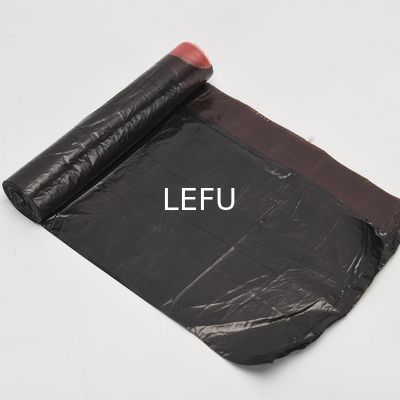 Sacos de lixo de plástico bege com cordas de tração e impressão offset