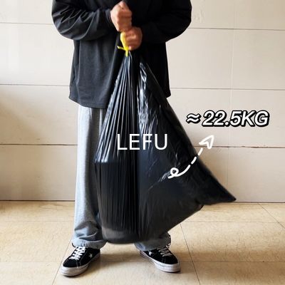 Beige 100L Plastic Reusable Big Black Garbage Bag In Roll For 55 Gallon And Offset Printing