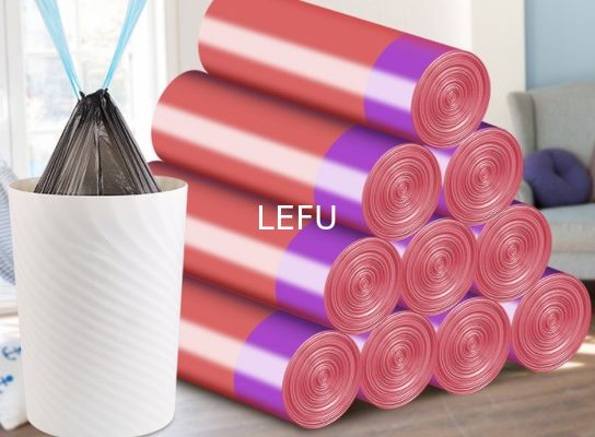 HDPE Custom Logo Printing Garbage Bags With Drawstring For Interleaved