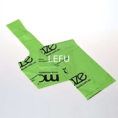 Green Garbage Bags made from Modified Corn Starch for Domestic Flat top T-shirt Roll