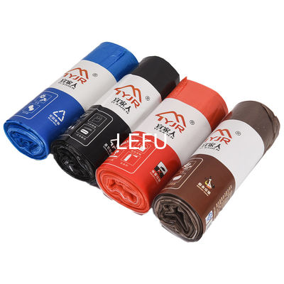 Hand Held Pull Rope Custom Plastic Bag Roll Packaging For Household Drawstring Garbage Bag