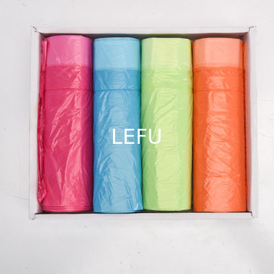 Hand Held Pull Rope Custom Plastic Bag Roll Packaging For Household Drawstring Garbage Bag