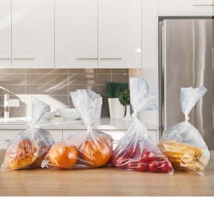 Flat Type Transparent HDPE LDPE Plastic Grocery Bag on Roll for Food Packaging