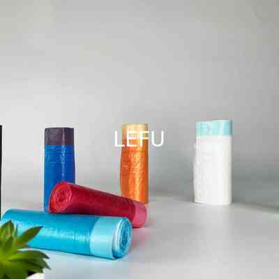 Hand Held Pull Rope Custom Plastic Bag Roll Packaging For Household Drawstring Garbage Bag