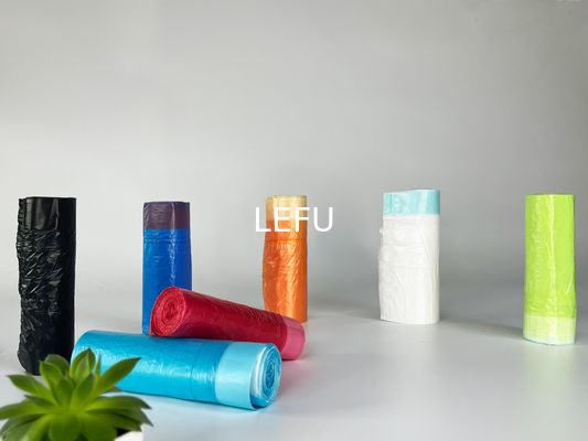 Hand Held Pull Rope Custom Plastic Bag Roll Packaging For Household Drawstring Garbage Bag